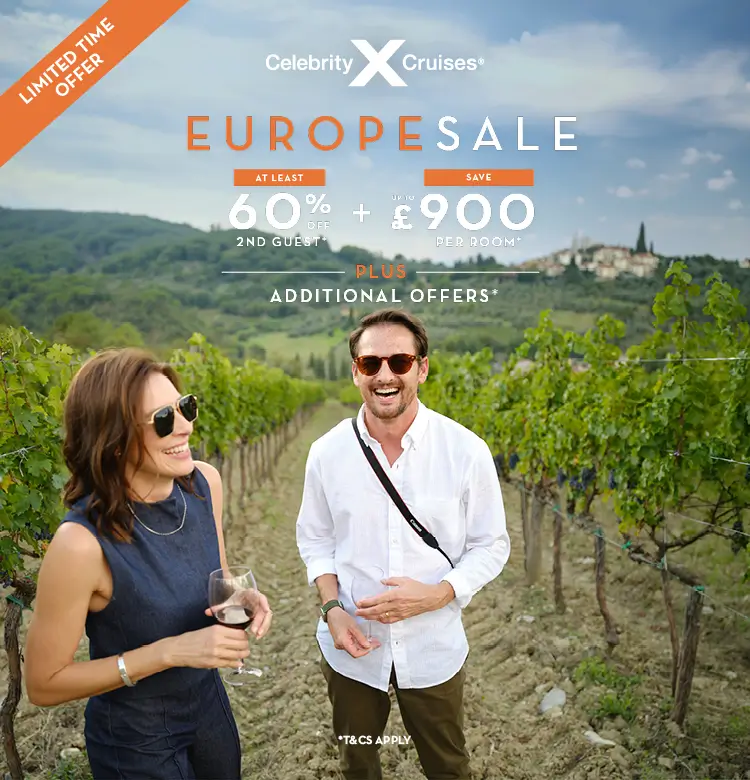 Celebrity 60% off 2nd Guest + Save up to £900 per room T&C's